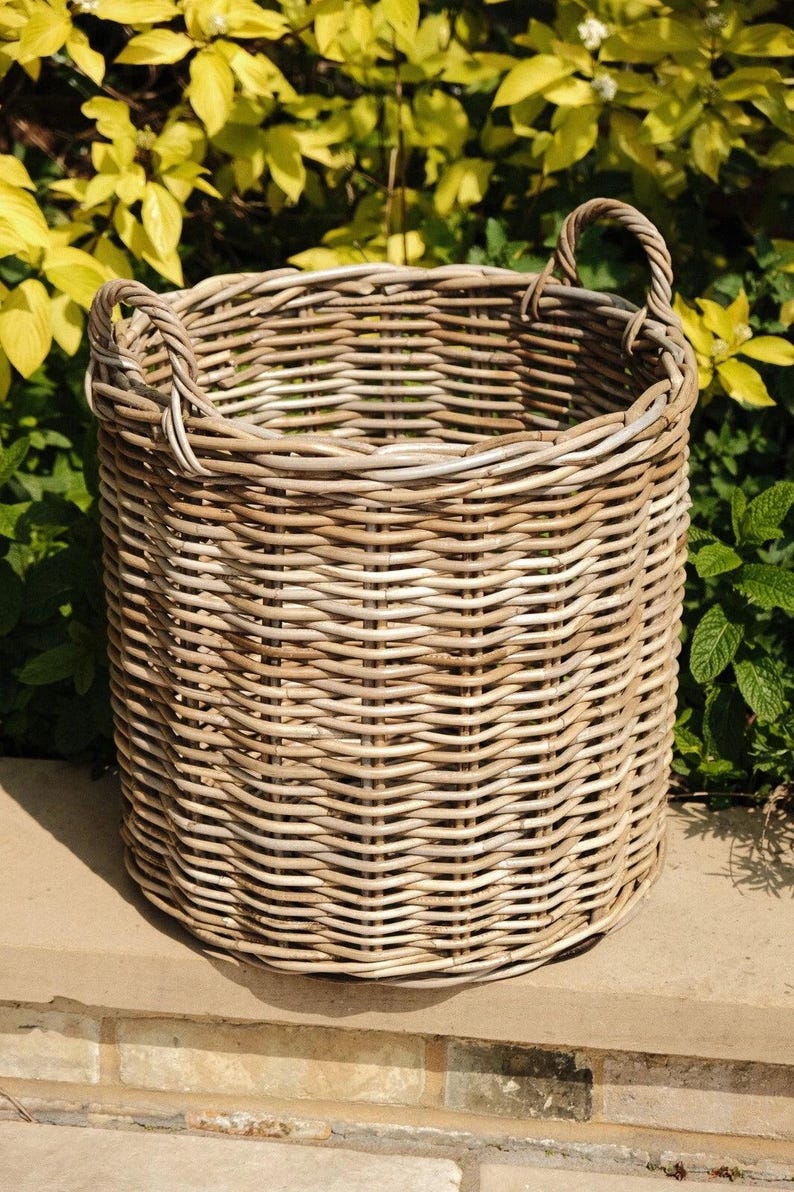 Round Kubu Wicker Rattan Log Storage Handmade Basket Choice of Sizes - Etsy UK