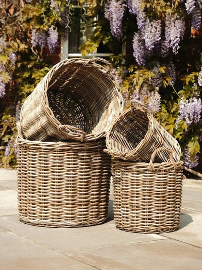 Round Kubu Wicker Rattan Log Storage Handmade Basket Choice of Sizes - Etsy UK